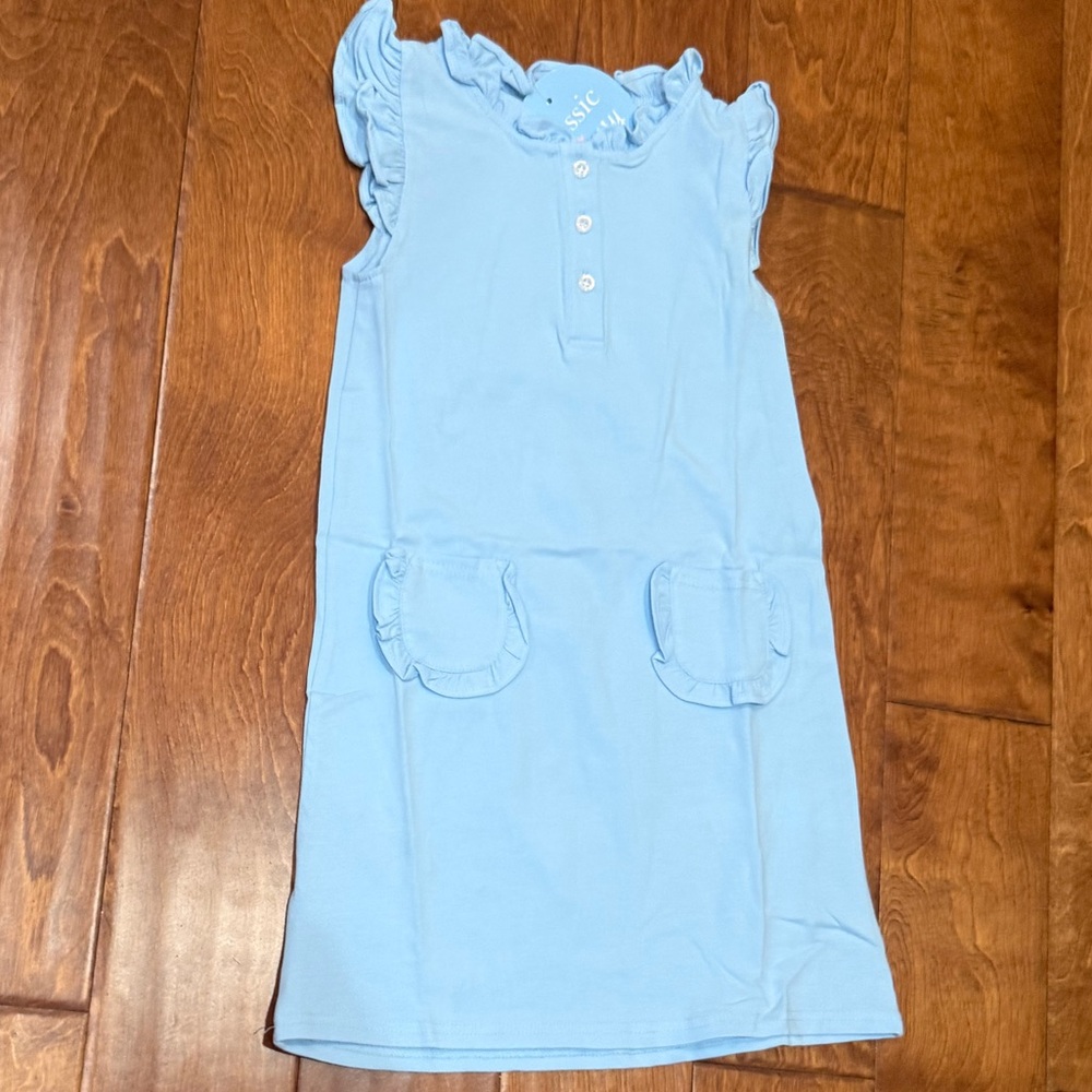 NWT Size 7 Classic Whimsy  Light Blue  Dress with Ruffle Sleeves